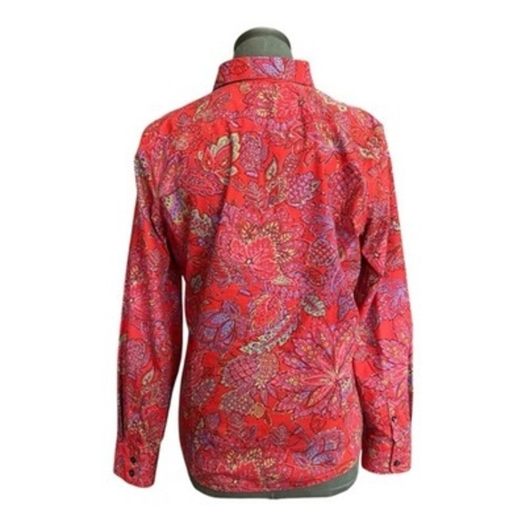 Lands' End Women's No Iron Supima Cotton Paisley Floral Blouse 10 Long Sleeve EX - Picture 5 of 7